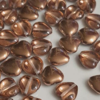 Korálek mačkaný, tvar srdíčko, rozměr 10 mm, barva 00030, zušlechtění 27101-capri gold