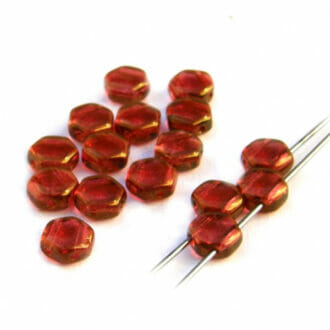 Korálek mačkaný Hexagon, 2 dírky, tvar šestihran, rozměr 6mm, barva 00030-14497