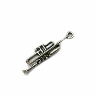 Přívěsek, tvar trumpeta, rozměr 10x30x5mm, barva starostříbro