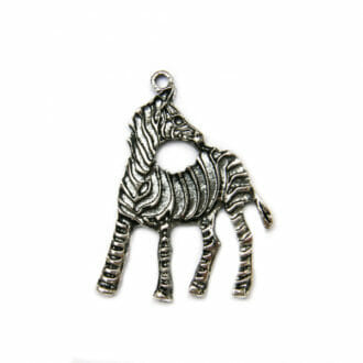 Přívěsek, tvar zebra, rozměr 28x41x2mm, barva starostříbro