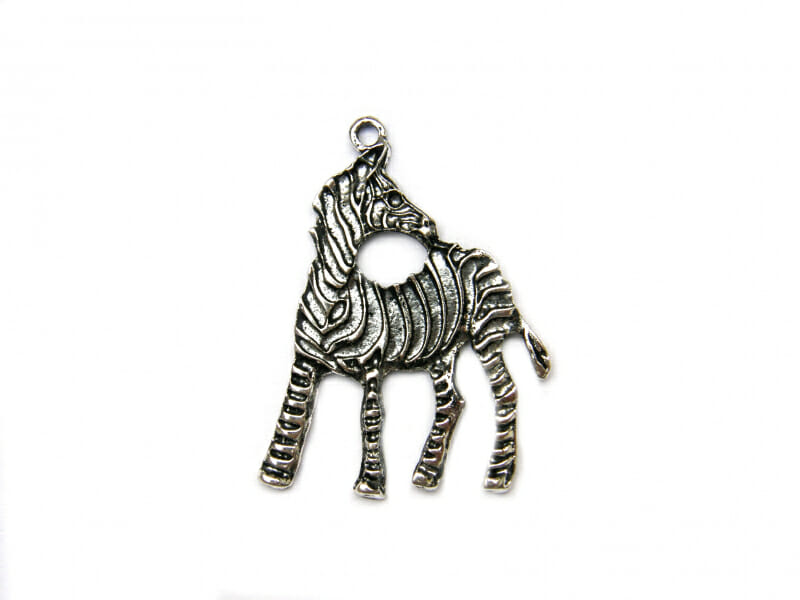 Přívěsek, tvar zebra, rozměr 28x41x2mm, barva starostříbro 1 Přívěsek, tvar zebra, rozměr 28x41x2mm, barva starostříbro