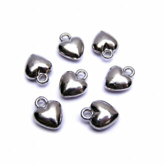 Přívěsek, tvar srdce, rozměr 10x12x5mm, barva platina