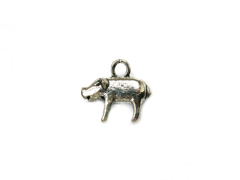 Přívěsek, tvar prasátko, rozměr 18x16x1mm, barva starostříbro 1 Přívěsek, tvar prasátko, rozměr 18x16x1mm, barva starostříbro