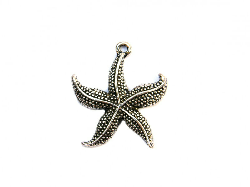 Přívěsek, tvar hvězdice, rozměr 23,5x26x3mm, barva starostříbro 1 Přívěsek, tvar hvězdice, rozměr 23,5x26x3mm, barva starostříbro