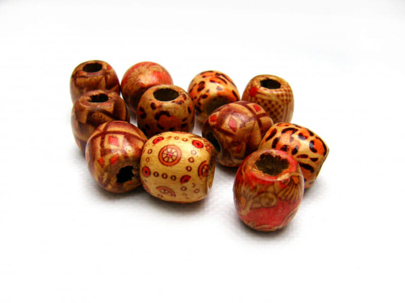 Korálek dřevěný s potiskem, tvar soudek, rozměr 16x16mm, barva mix 1 Korálek dřevěný s potiskem, tvar soudek, rozměr 16x16mm, barva mix