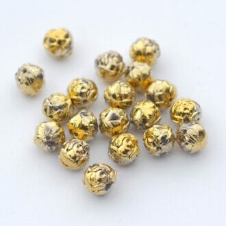 Korálek mačkaný kulička -růžička, průměr 8mm,barva  00030-26440