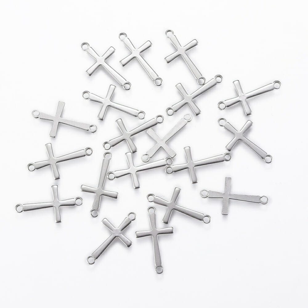 Křížek,2 očka,nerez.ocel,vel.17x9,5x0,8 1 Křížek,2 očka,nerez.ocel,vel.17x9,5x0,8