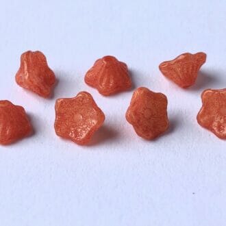 Mačkané korálky zvonečky 5x7 mm, barva oranžová, 32089