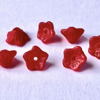 Mačkané korálky zvonečky 5x7 mm, barva červená, 33032