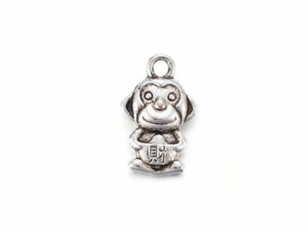 Přívěsek, tvar opice,vel.16x10x3 mm,barva starostříbro 1 Přívěsek, tvar opice,vel.16x10x3 mm,barva starostříbro