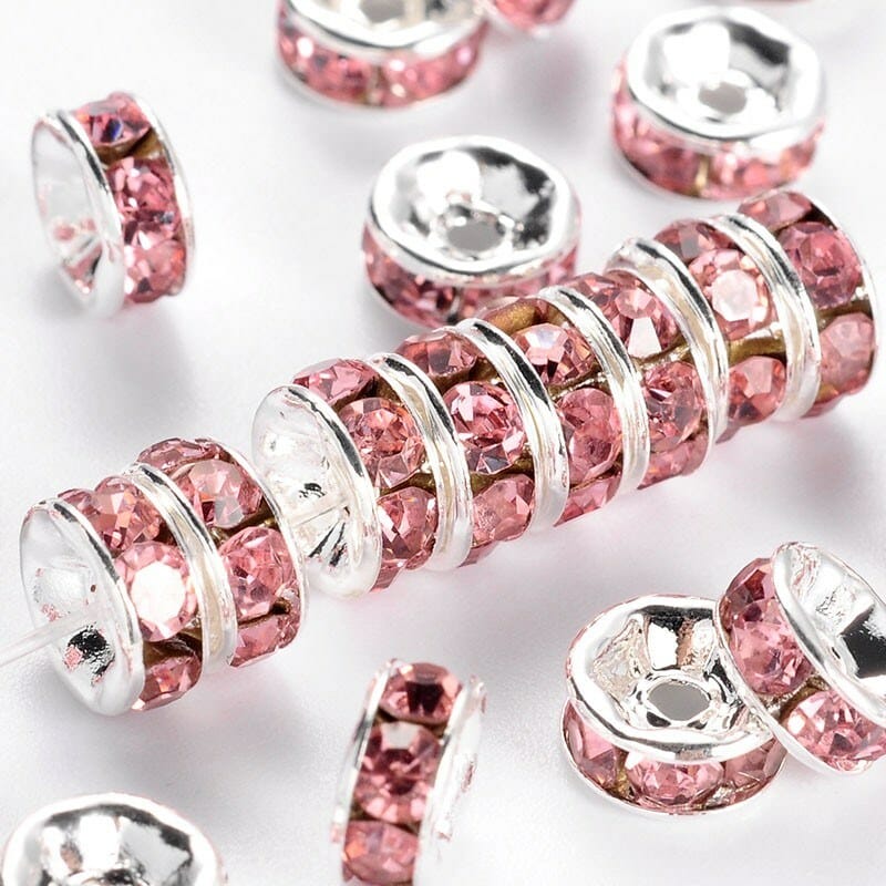 Rondelka šatonová, průměr 8mm, barva růžová 1 Rondelka šatonová, průměr 8mm, barva růžová