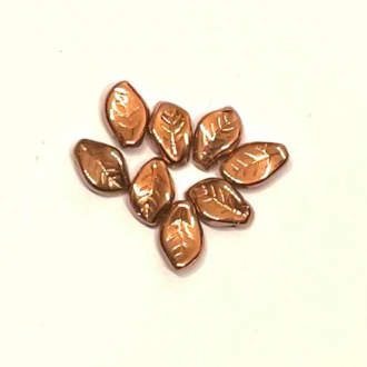Korálek mačkaný, tvar list, rozměr 14x9mm, barva 00030, zušlechtění 27101