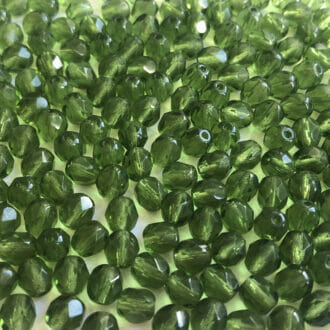 Korálek broušený, průměr 6mm, barva 50316-olivín