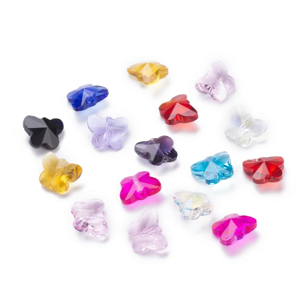 Skleněný přívěšek tvar motýl,velikost 12x15x8 mm,barva mix 1 Skleněný přívěšek tvar motýl,velikost 12x15x8 mm,barva mix