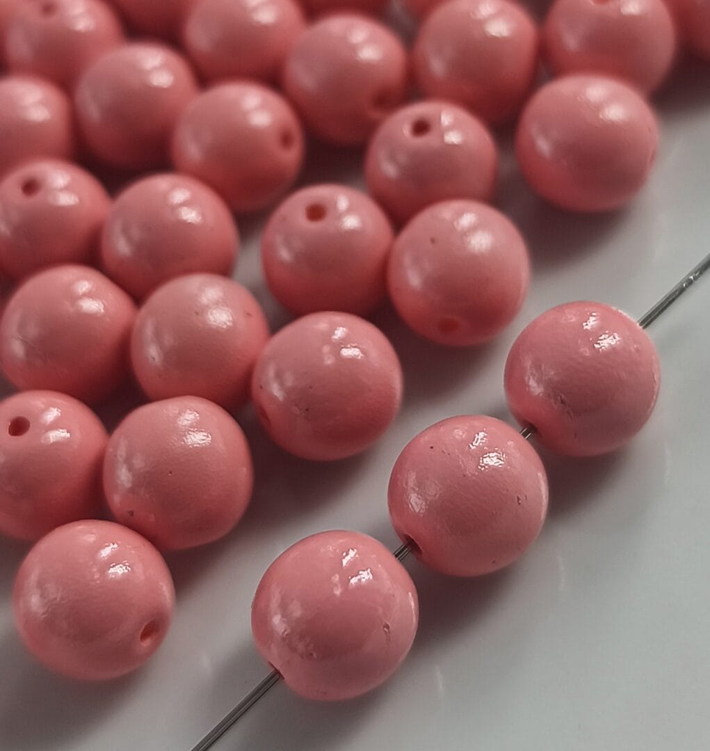 Korálek mačkaný-průměr 8mm, barva růžová 1 Korálek mačkaný-průměr 8mm, barva růžová
