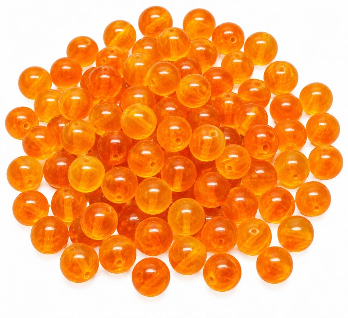 Korálek mačkaný, průměr 8mm, barva oranžová mix 1 Korálek mačkaný, průměr 8mm, barva oranžová mix